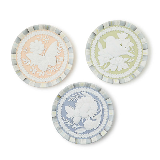 MacKenzie-Childs Cameo Resin Trinket Trays-Set of 3
