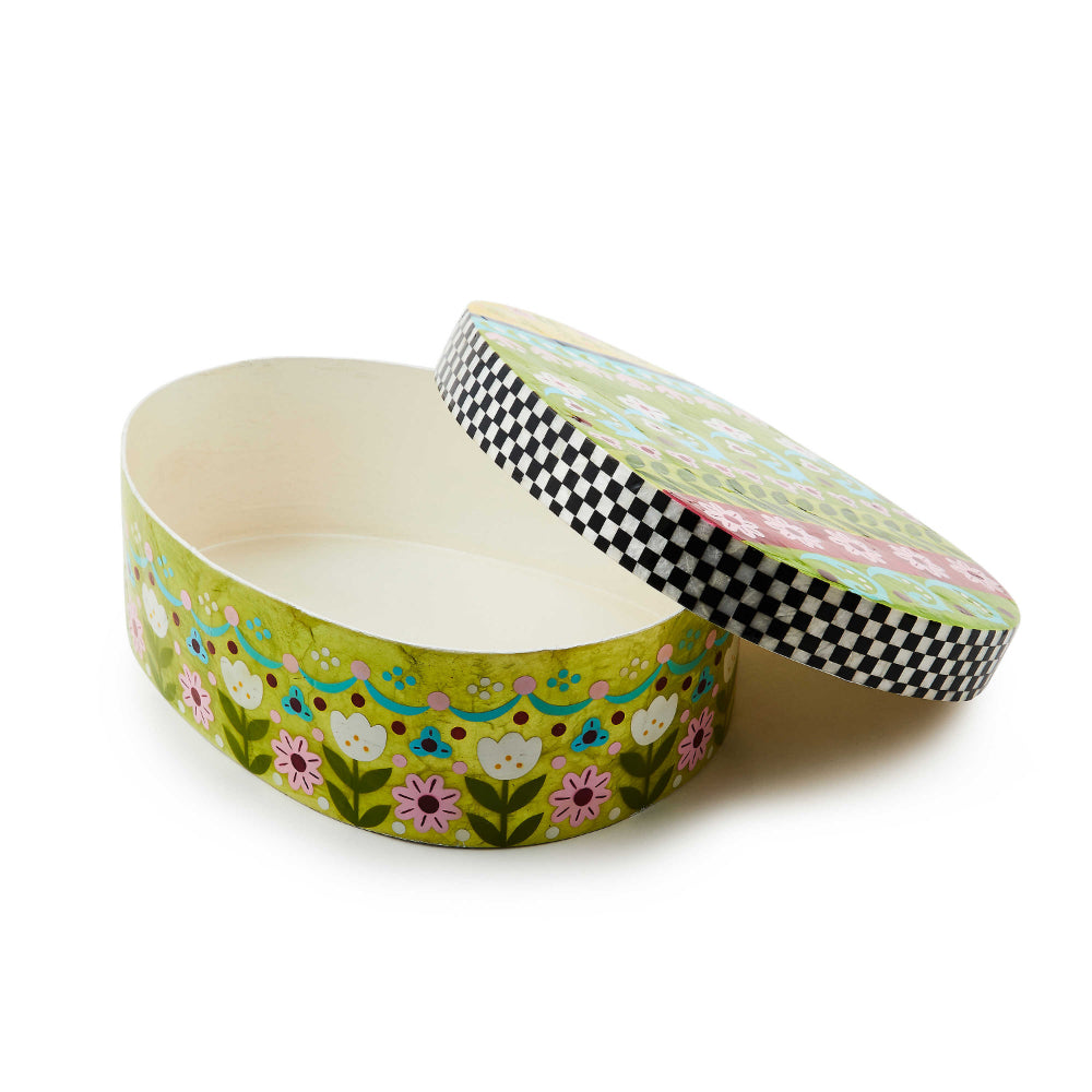 MacKenzie-Childs Calico Large Lidded Egg Box