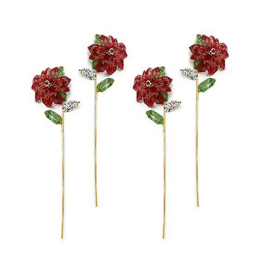 MacKenzie-Childs Poinsettia Beaded Stems - Set of 4
