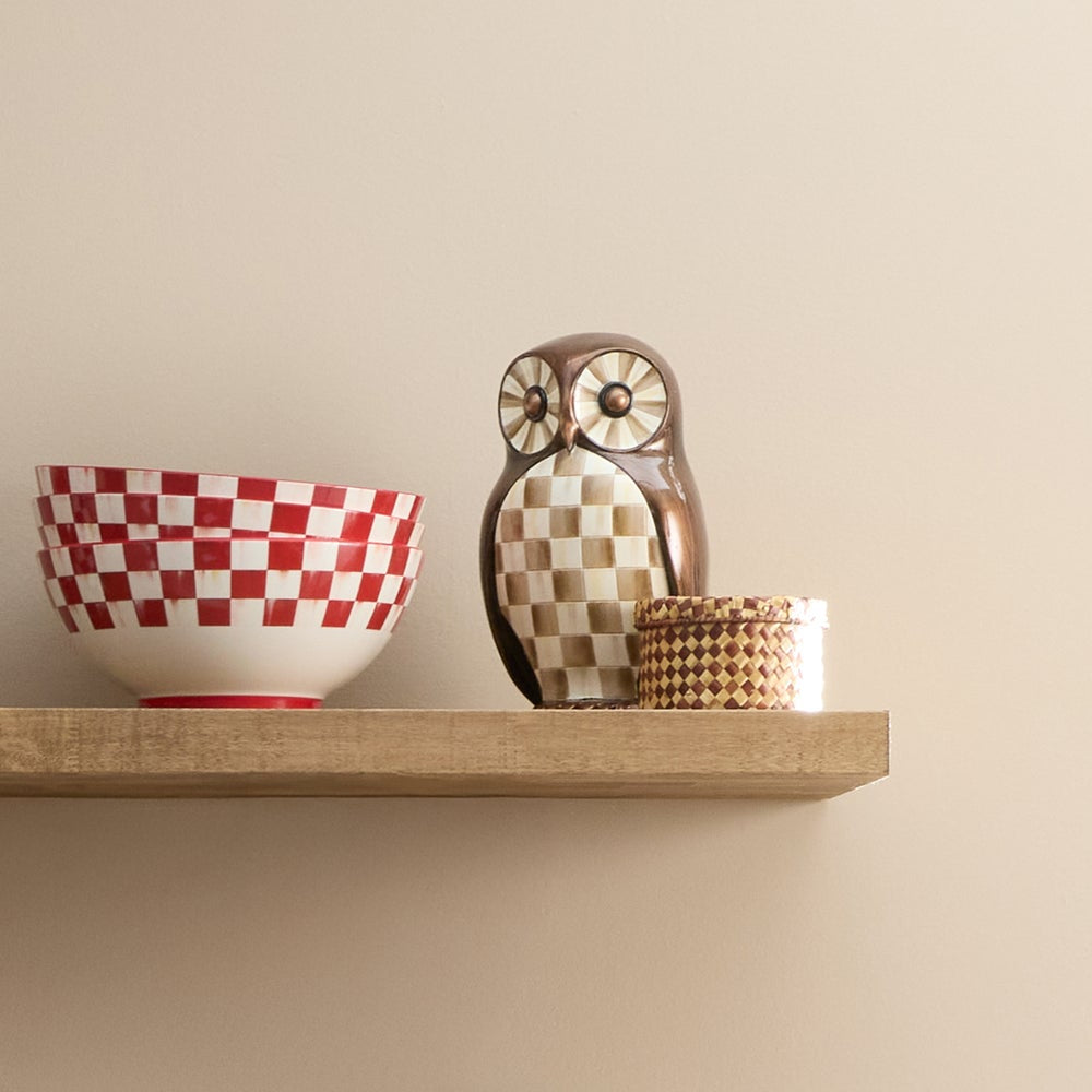 MacKenzie-Childs Mocha Check Owl