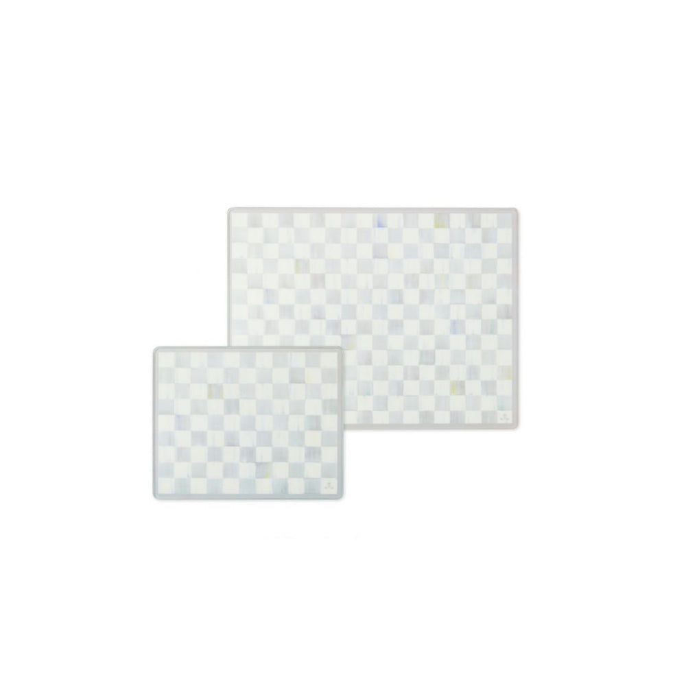 Mackenzie-Childs Sterling Check Glass Cutting Board, Set of 2