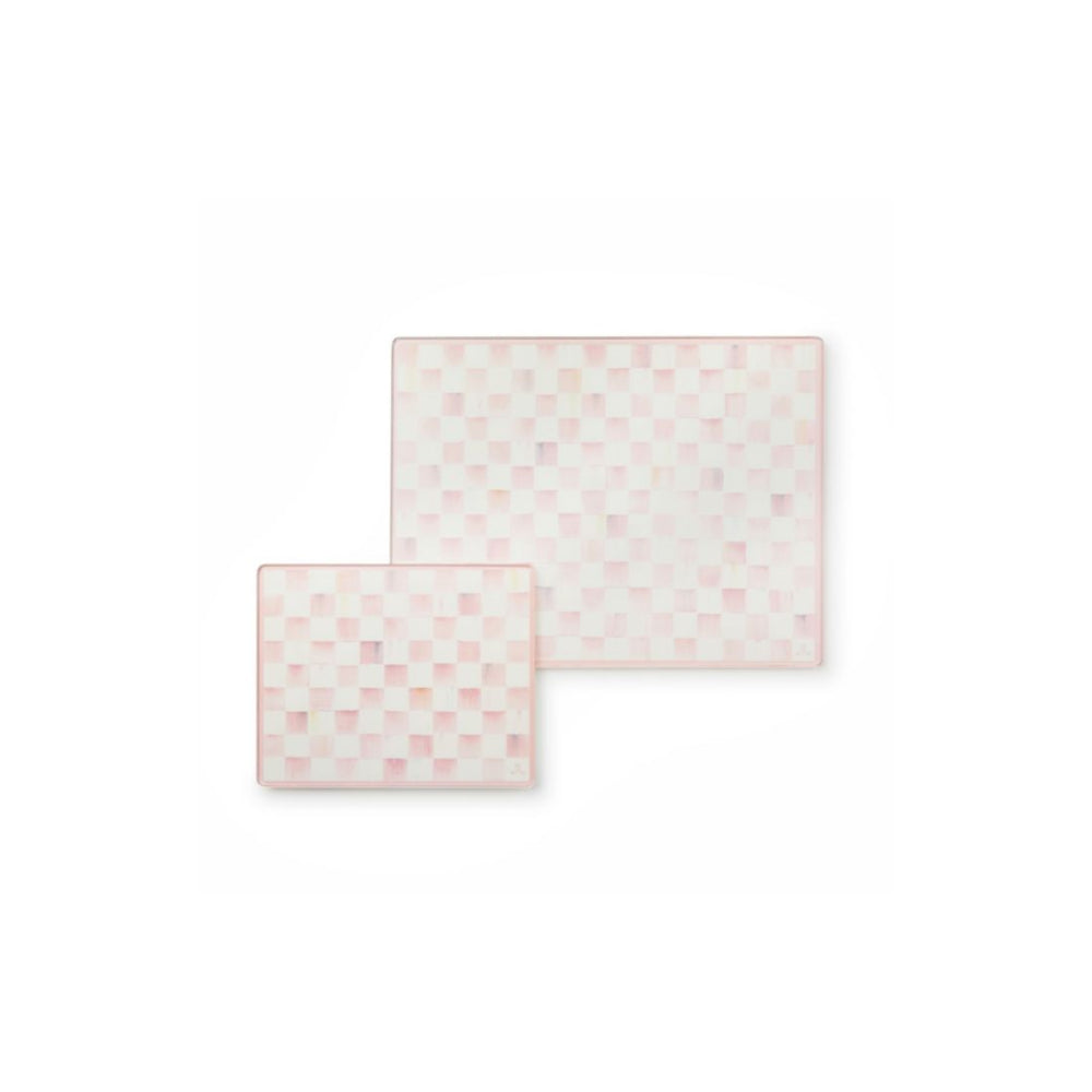 Mackenzie-Childs Rosy Check Glass Cutting Board, Set of 2
