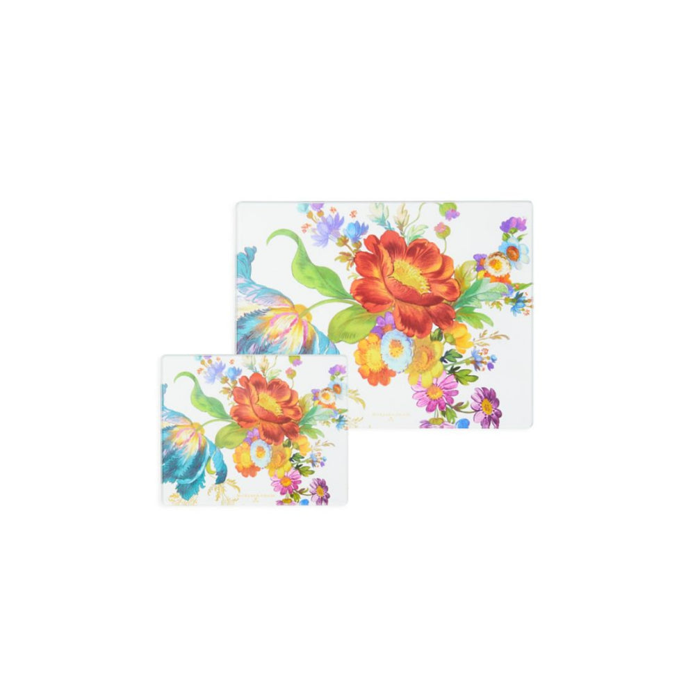 Mackenzie-Childs Flower Market Glass Cutting Board, Set of 2
