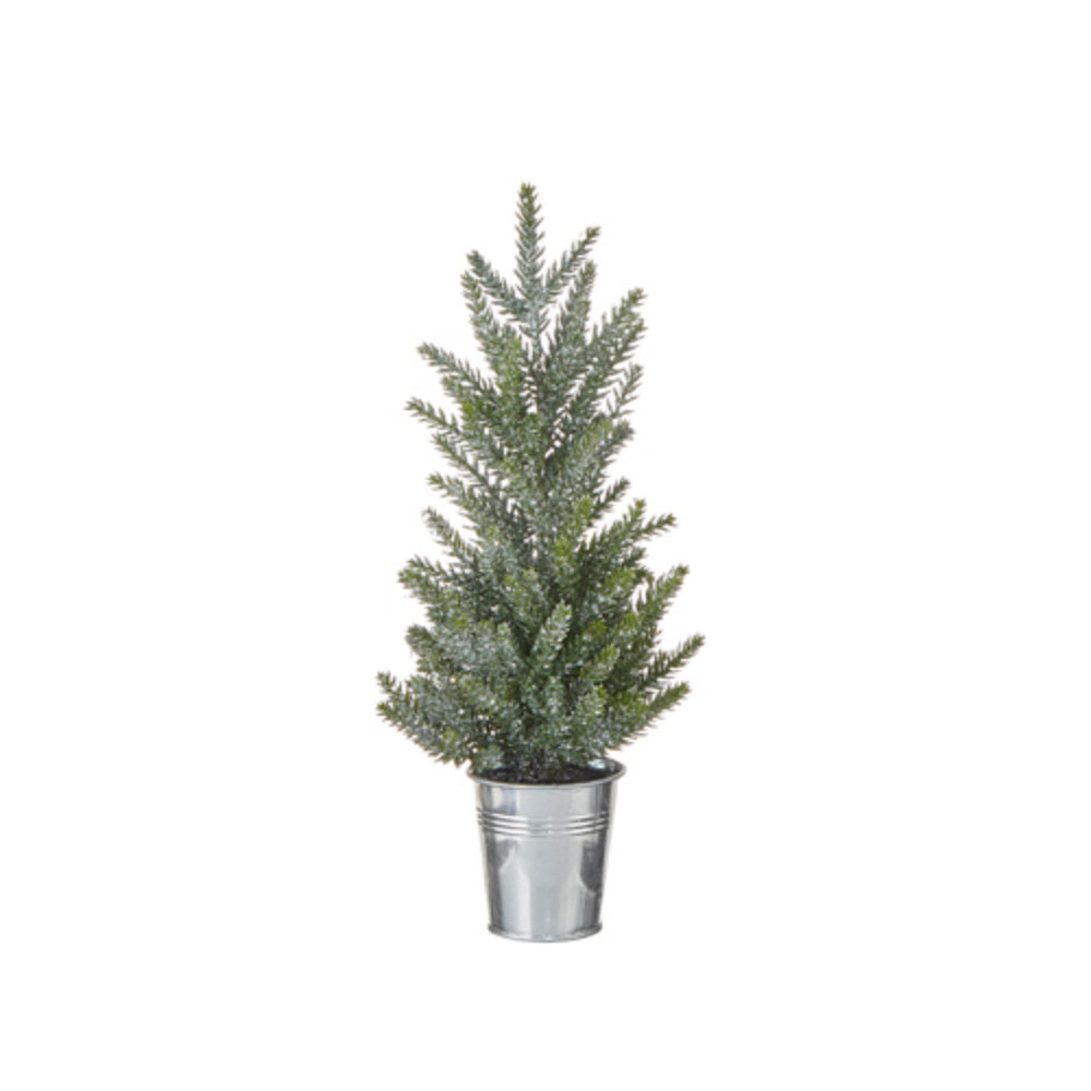Green Glittered Tree in Bucket - Small