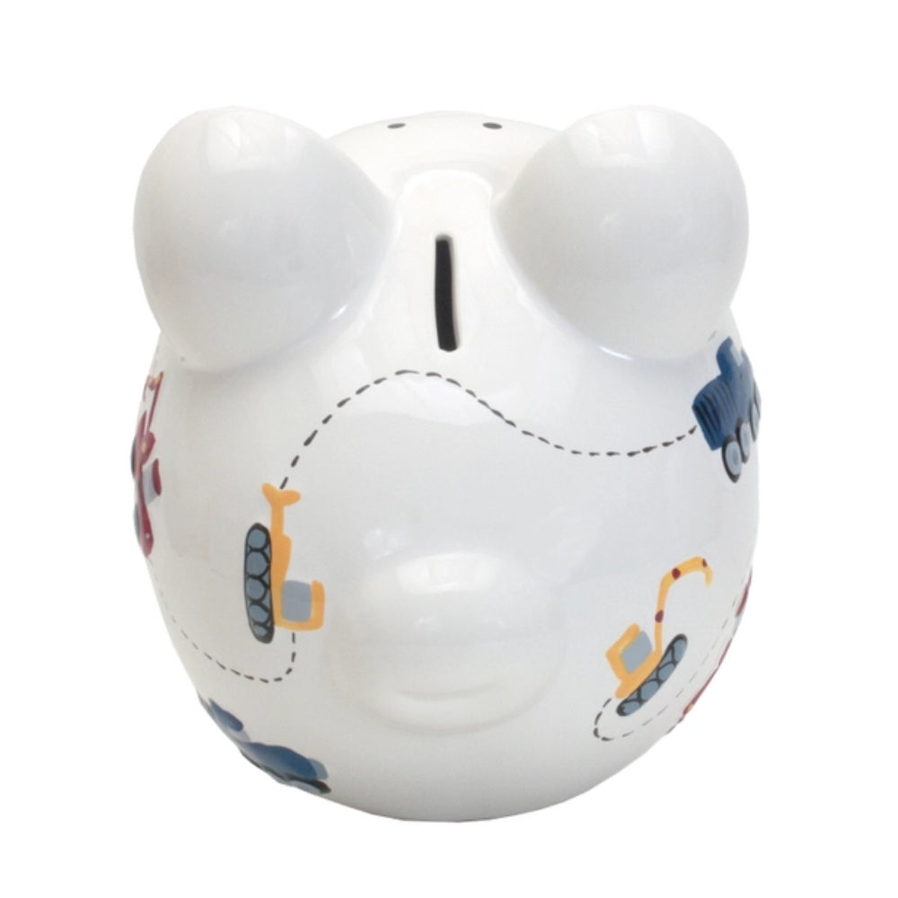 Child to Cherish White Construction Pig Piggy Bank