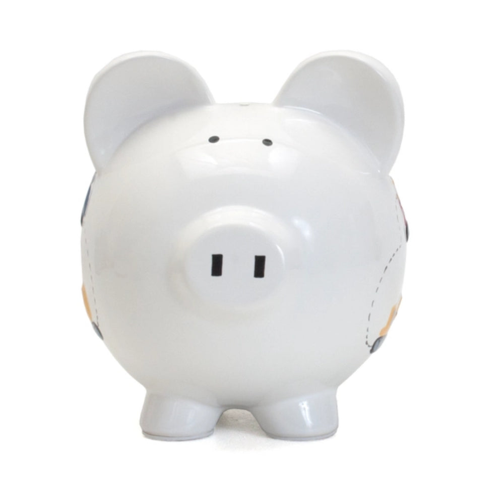 Child to Cherish White Construction Pig Piggy Bank