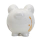 White piggy bank with giraffe design on white background. 