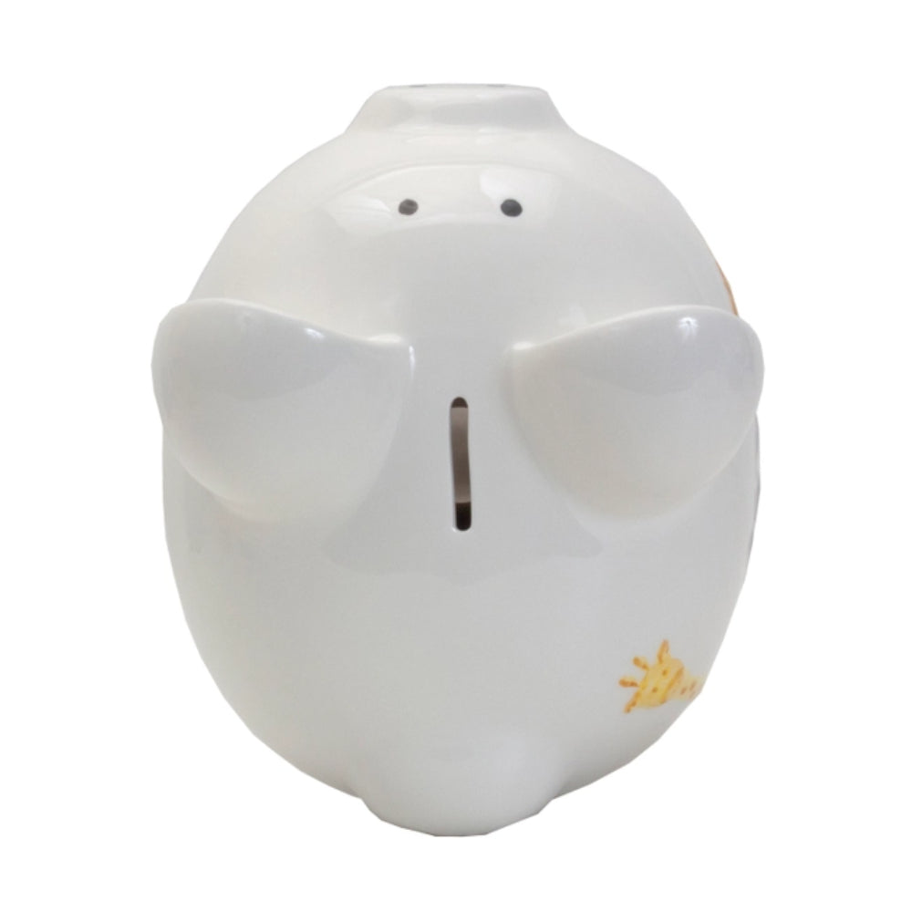 White piggy bank with Giraffe design on white background. 