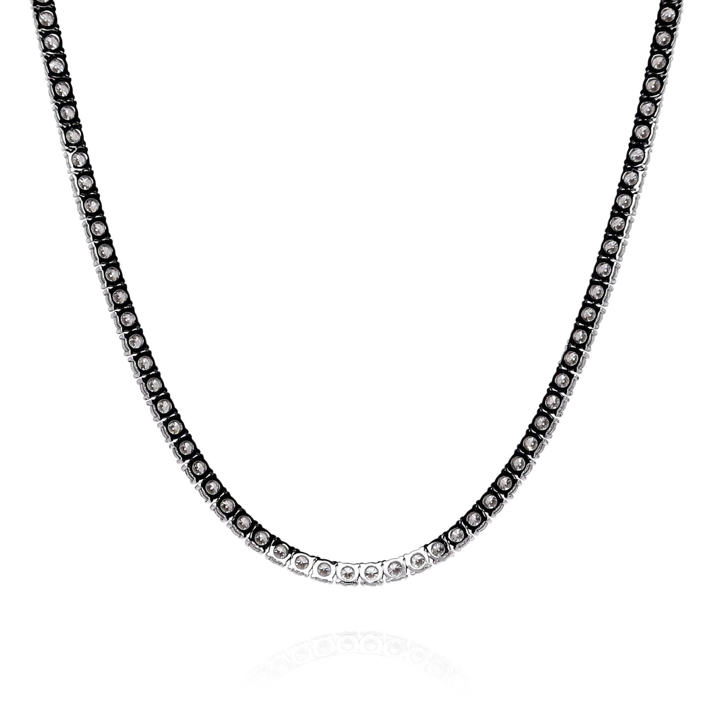 14k White Gold 18" Straight 123 Diamond Tennis Necklace