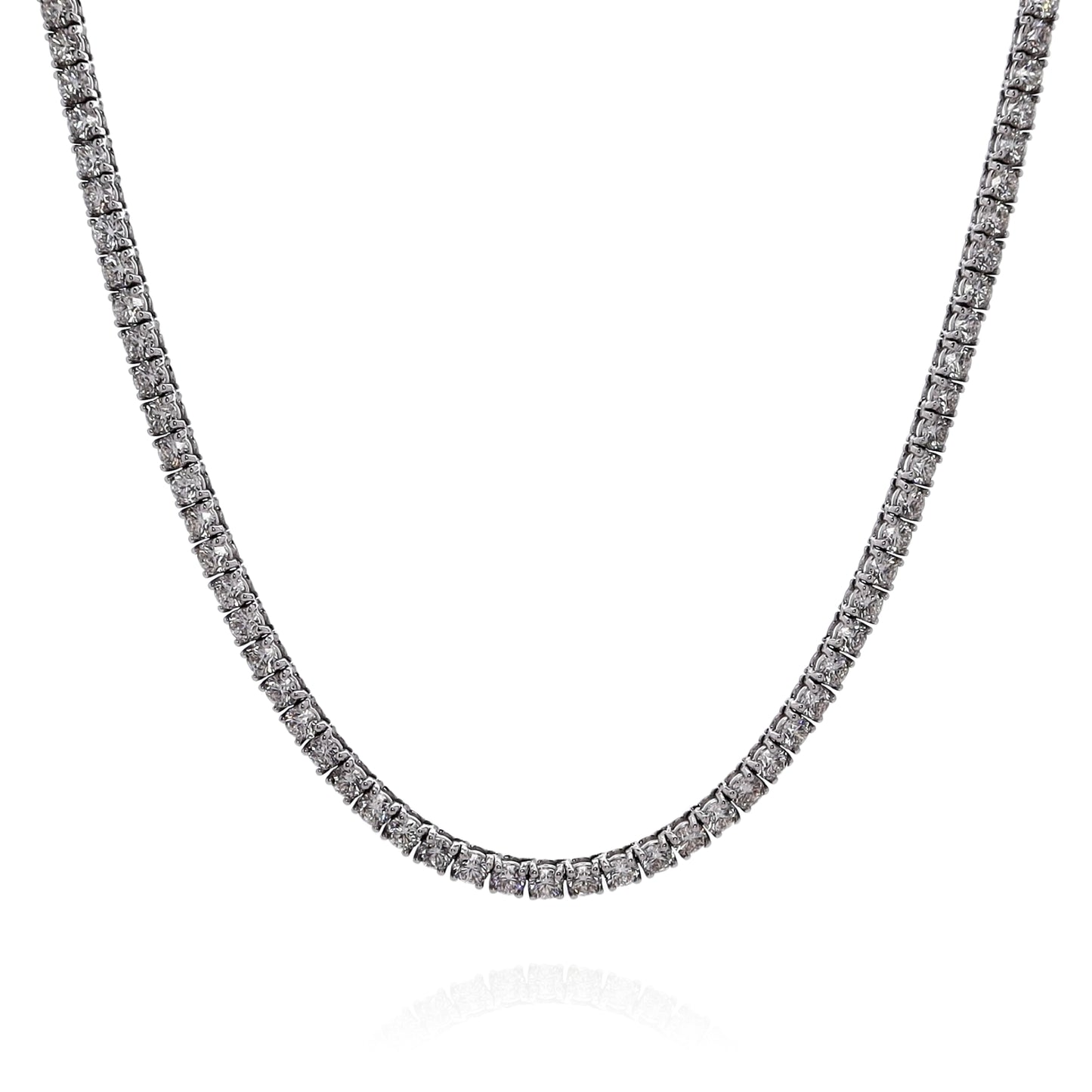 14k White Gold 18" Straight 123 Diamond Tennis Necklace
