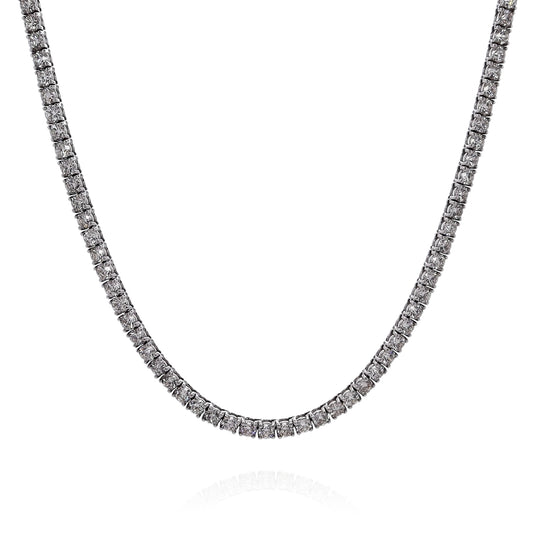 14k White Gold 18" Straight 123 Diamond Tennis Necklace