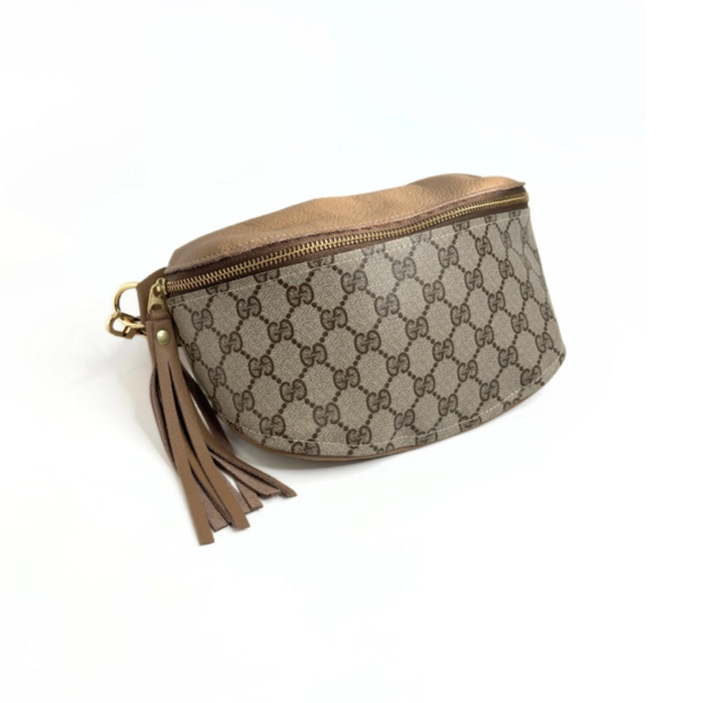 Beaudin Designs Britt Belt Bag in Upcycled GG & Mocha Leather