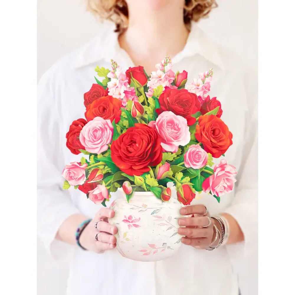 FreshCut Paper Blooming Roses Pop-Up Greeting Card