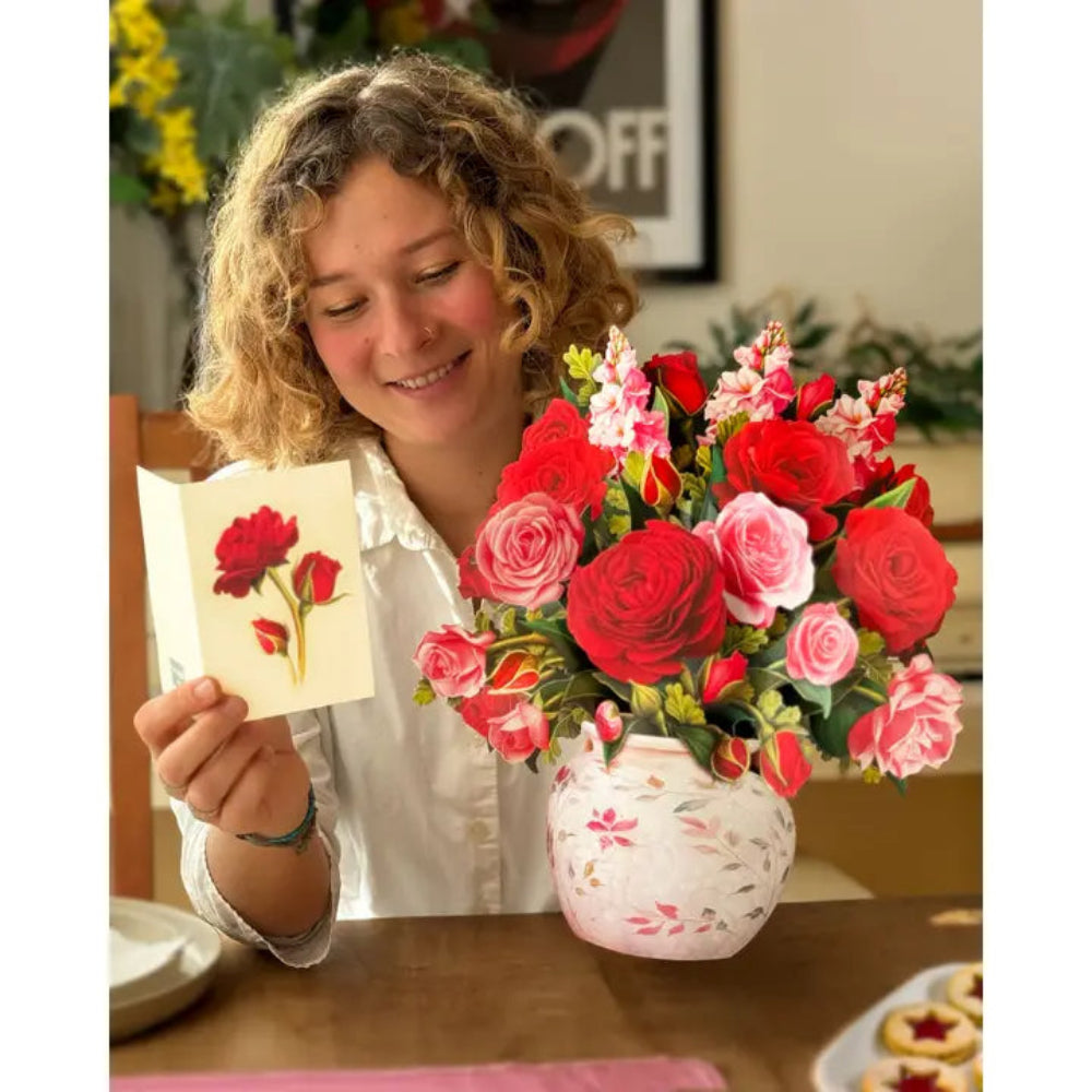 FreshCut Paper Blooming Roses Pop-Up Greeting Card
