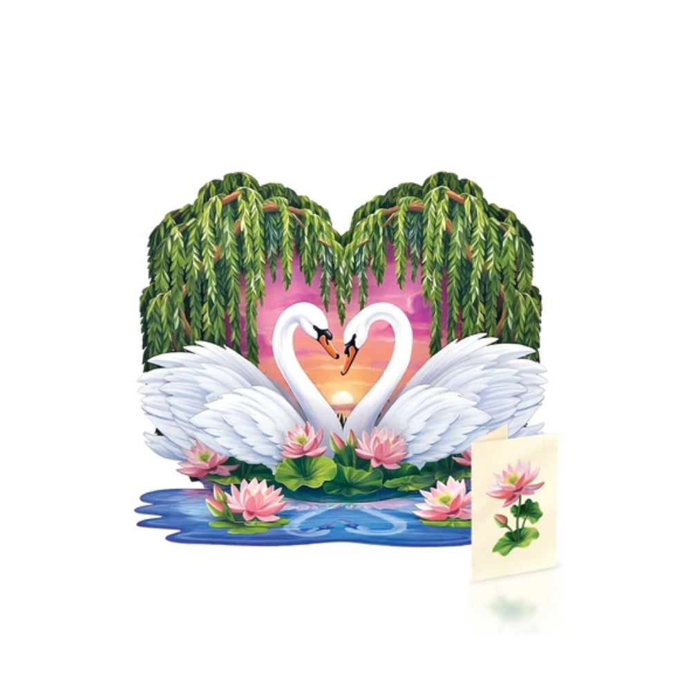 FreshCut Paper Sweetheart Swans Pop-Up Greeting Card