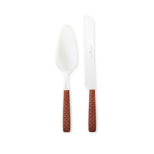 MacKenzie-Childs Everyday Leather Cake Serving Set