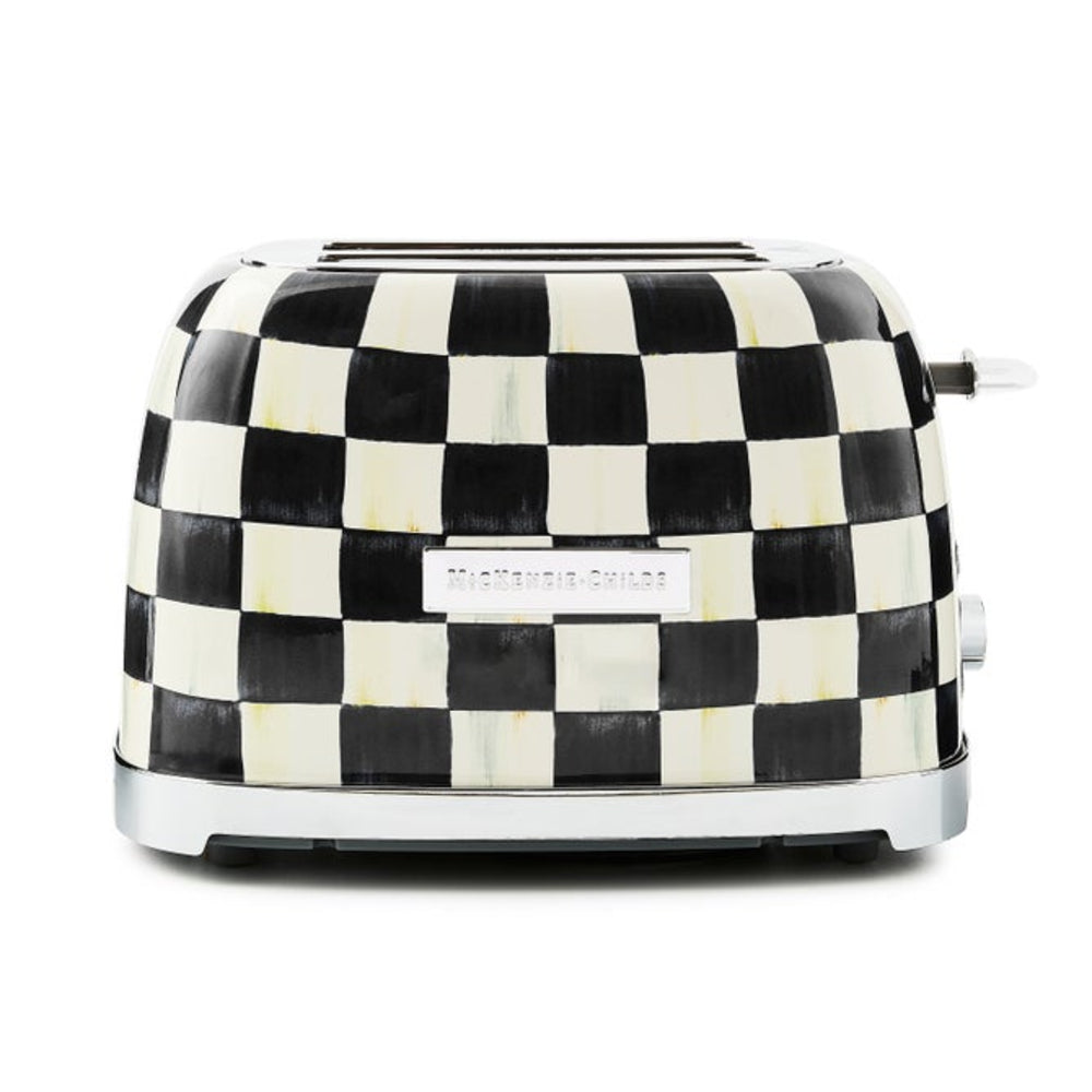 Checkered toaster with a brand logo on a white background