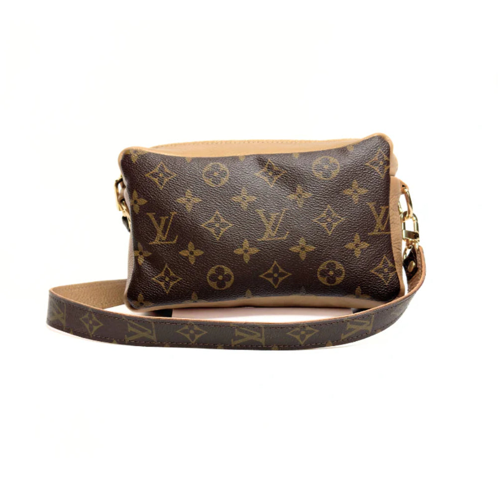 Beaudin Designs Val Shoulder Bag in Bronze Leather & Upcycled LV