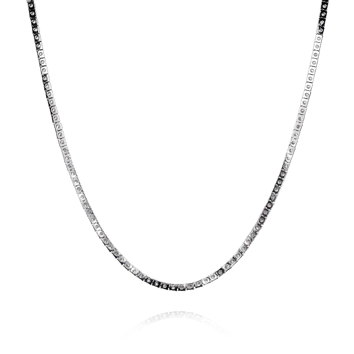 14k White Gold 17" Straight 173 Diamond Tennis Necklace