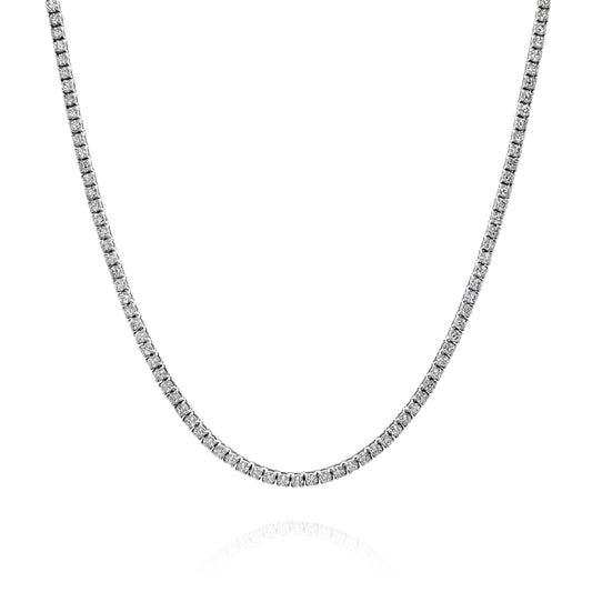 14k White Gold 17" Straight 173 Diamond Tennis Necklace
