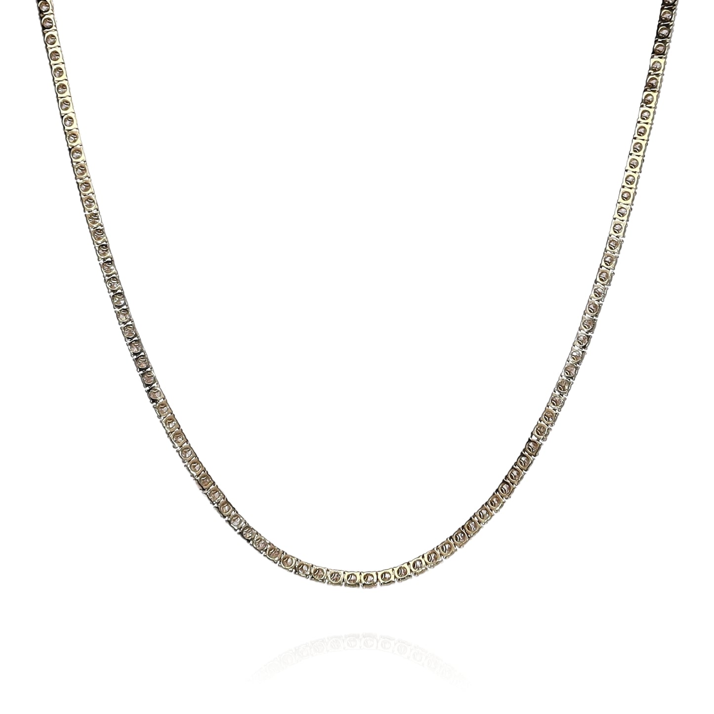 14k Yellow Gold 7.27ct Straight Diamond Tennis Necklace