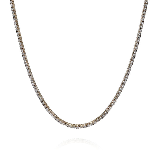 14k Yellow Gold 7.27ct Straight Diamond Tennis Necklace