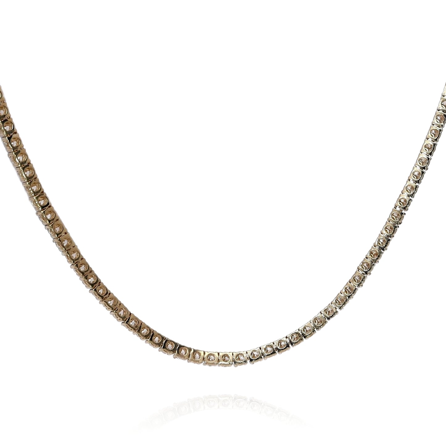 14k Yellow Gold 6.94ct Straight Diamond Tennis Necklace