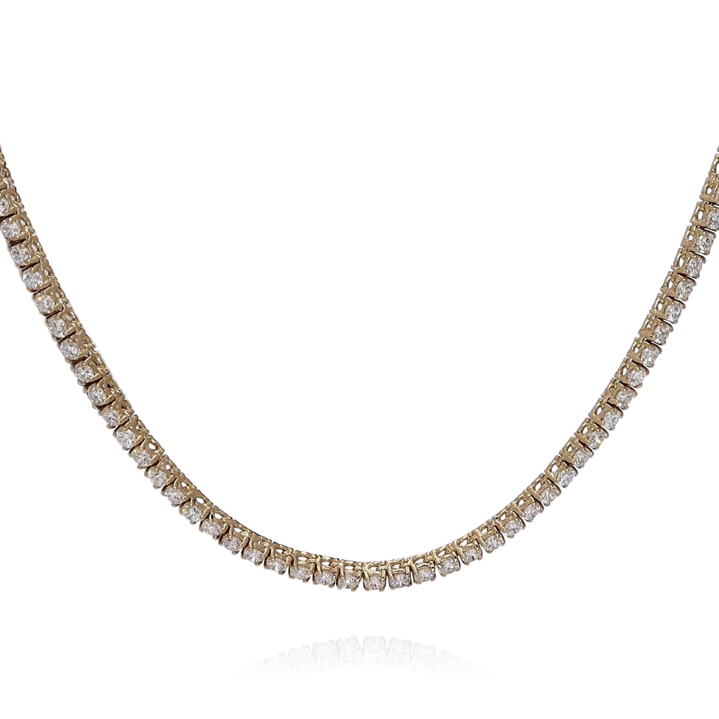 14k Yellow Gold 6.94ct Straight Diamond Tennis Necklace
