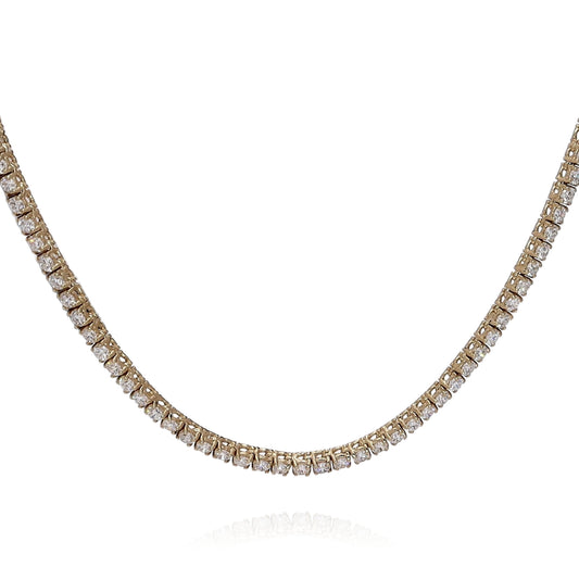 14k Yellow Gold 6.94ct Straight Diamond Tennis Necklace