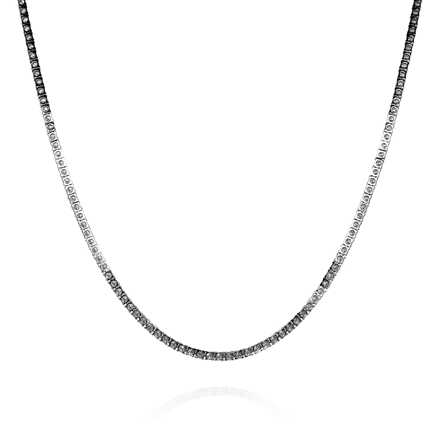 14k White Gold 16" Straight 176 Diamond Tennis Necklace