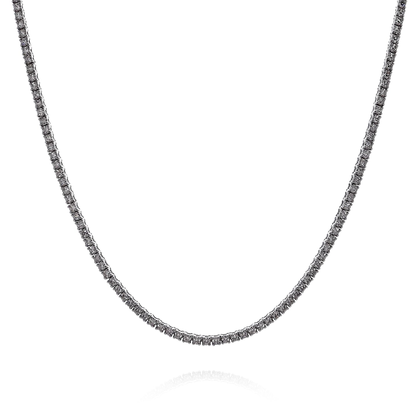 14k White Gold 16" Straight 176 Diamond Tennis Necklace