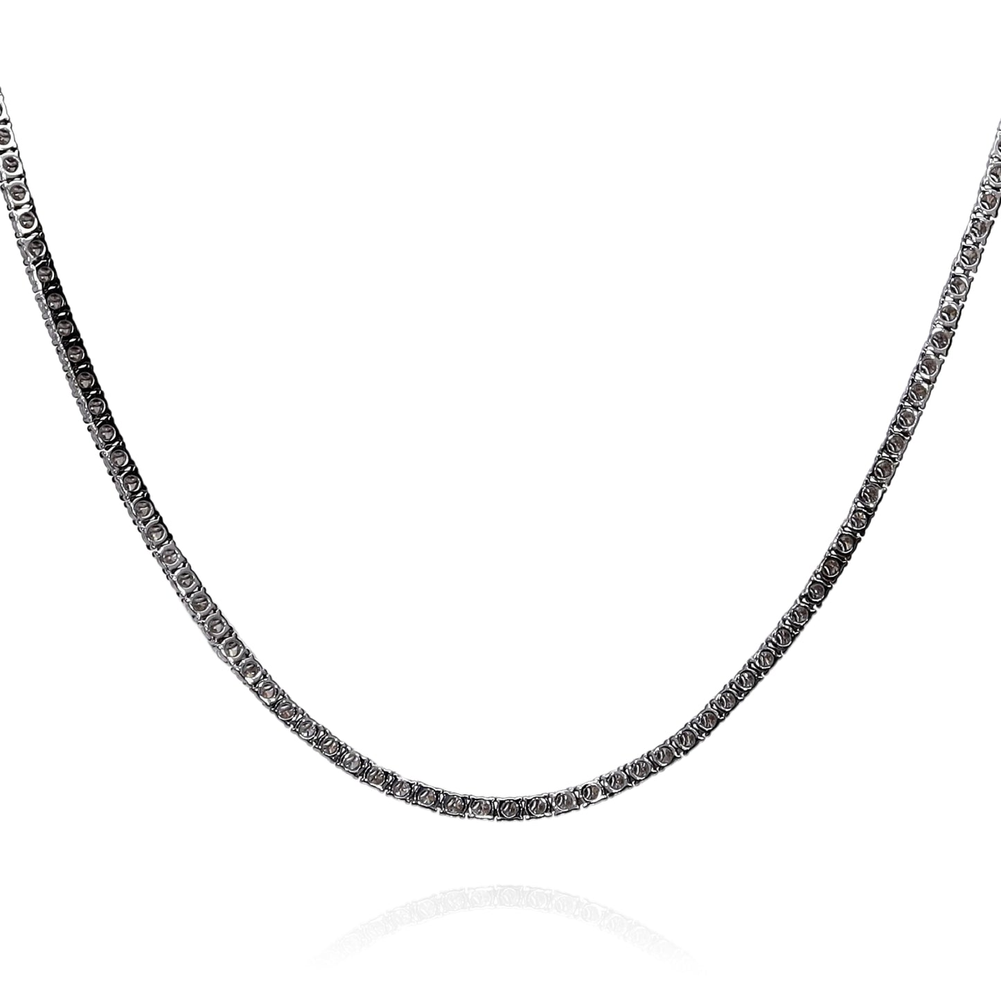 14k White Gold 18" Straight 203 Diamond Tennis Necklace