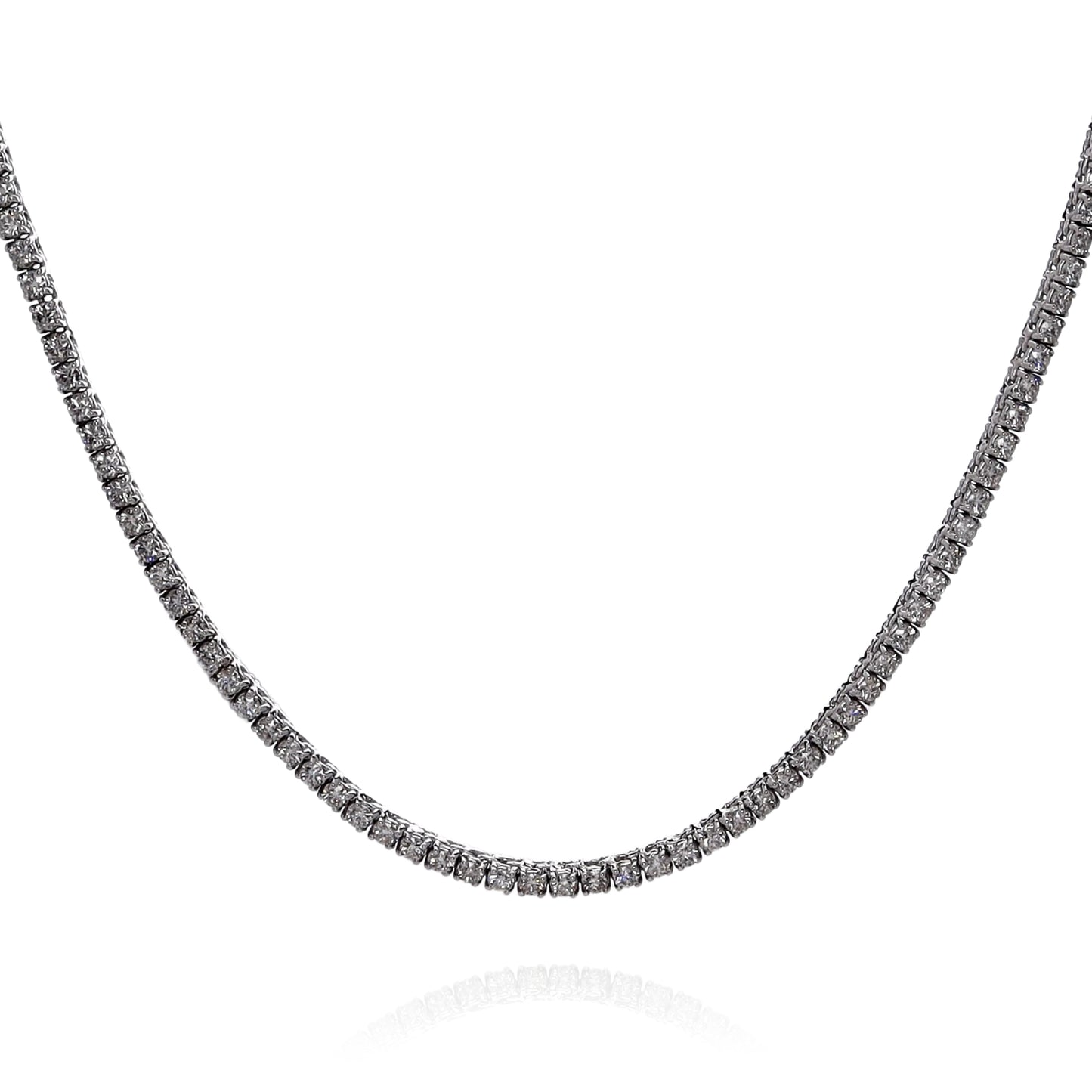 14k White Gold 18" Straight 203 Diamond Tennis Necklace