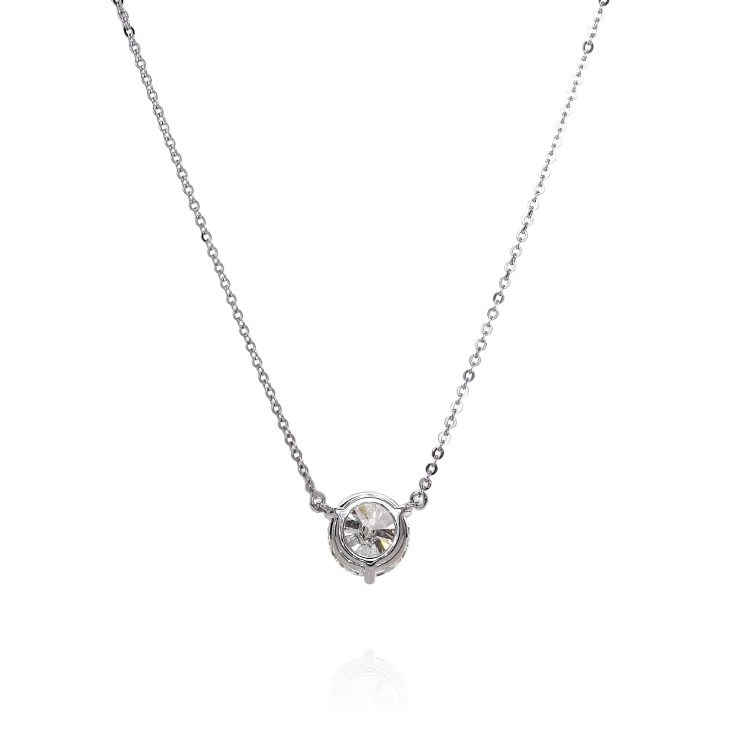 14k White Gold 2.81ct Diamond Solitaire Pendant Necklace