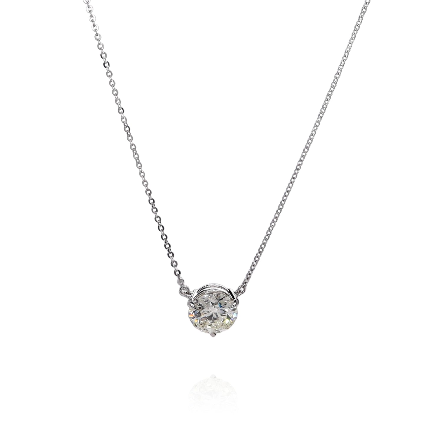 14k White Gold 2.81ct Diamond Solitaire Pendant Necklace