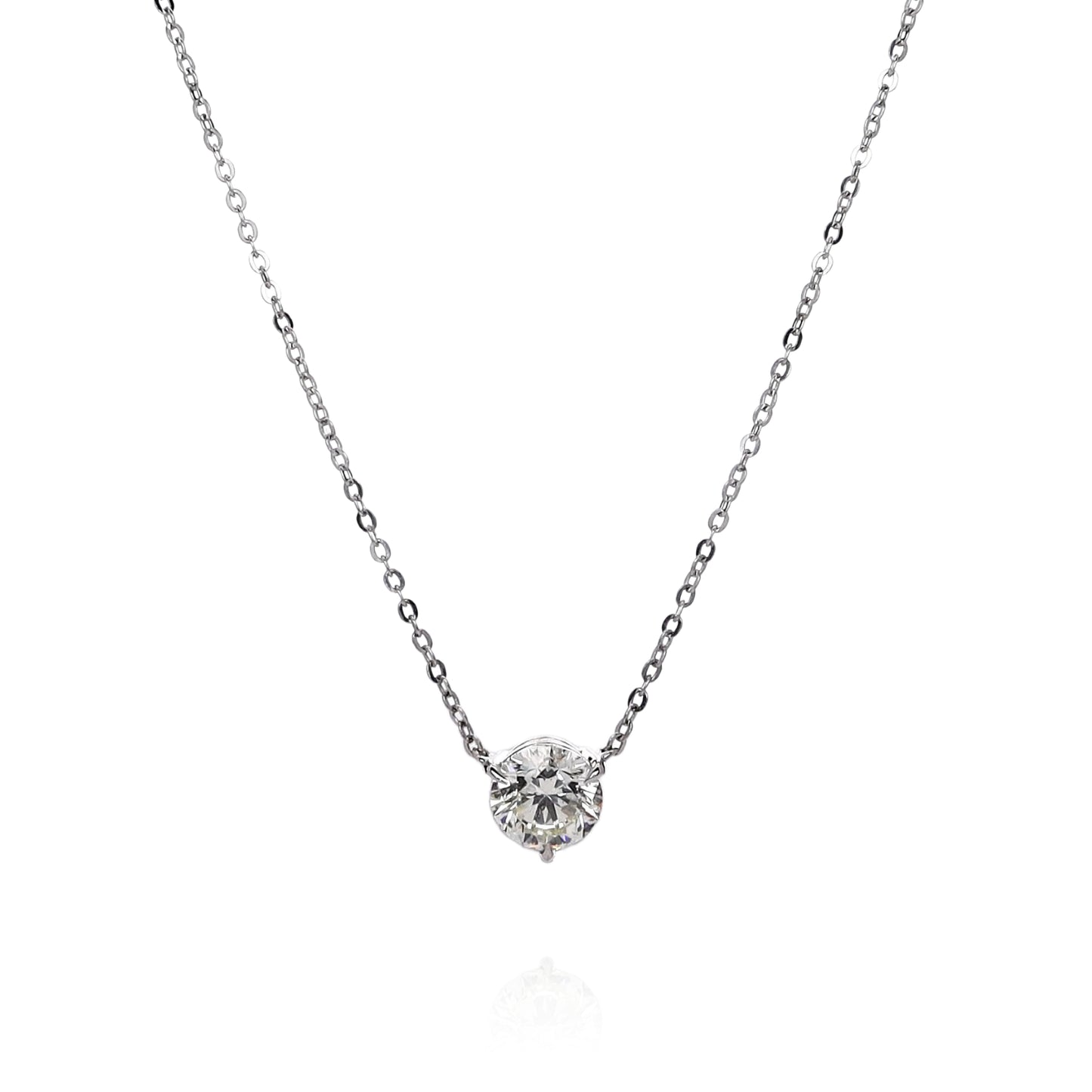 14k White Gold 2.20ct Diamond Solitaire Pendant Necklace