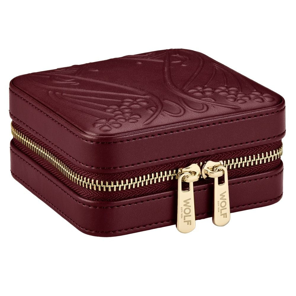 Wolf X LIBERTY Ianthe Small Travel Jewelry Zip Case - Burgundy