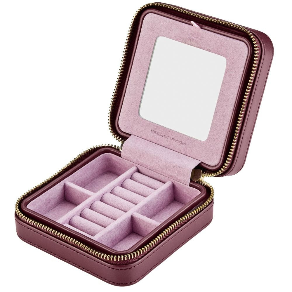 Wolf X LIBERTY Ianthe Small Travel Jewelry Zip Case - Burgundy