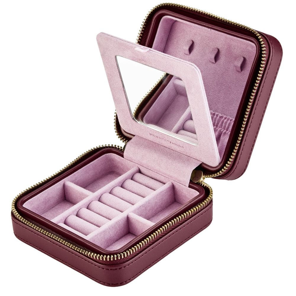 Wolf X LIBERTY Ianthe Small Travel Jewelry Zip Case - Burgundy