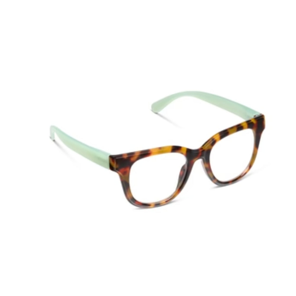 Peepers Buffy - Tortoise/Green Reading Glasses on white background