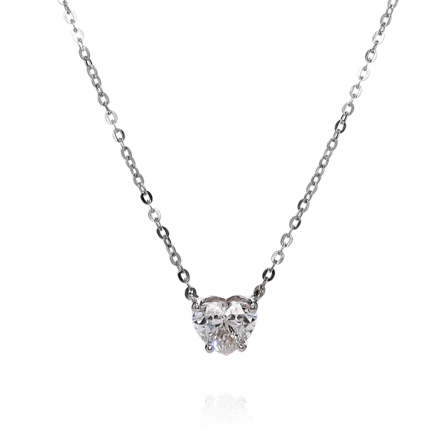 18k White Gold 2.01ct Heart Shaped Diamond Solitaire Pendant Necklace