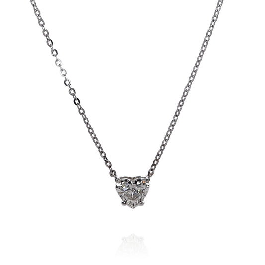 18k White Gold 1.62ct Heart Shaped Diamond Solitaire Pendant Necklace