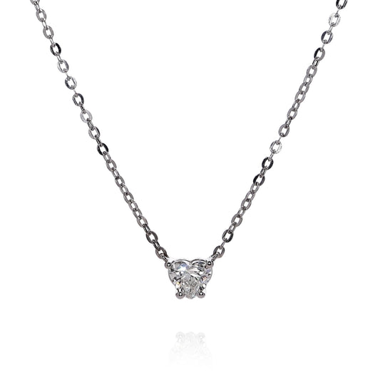 18k White Gold 0.70ct Heart Shaped Diamond Solitaire Pendant Necklace