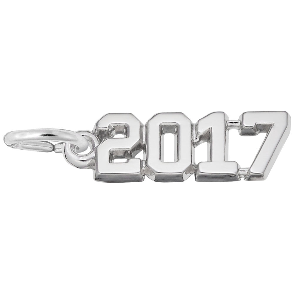 Silver '2017' charm on a white background