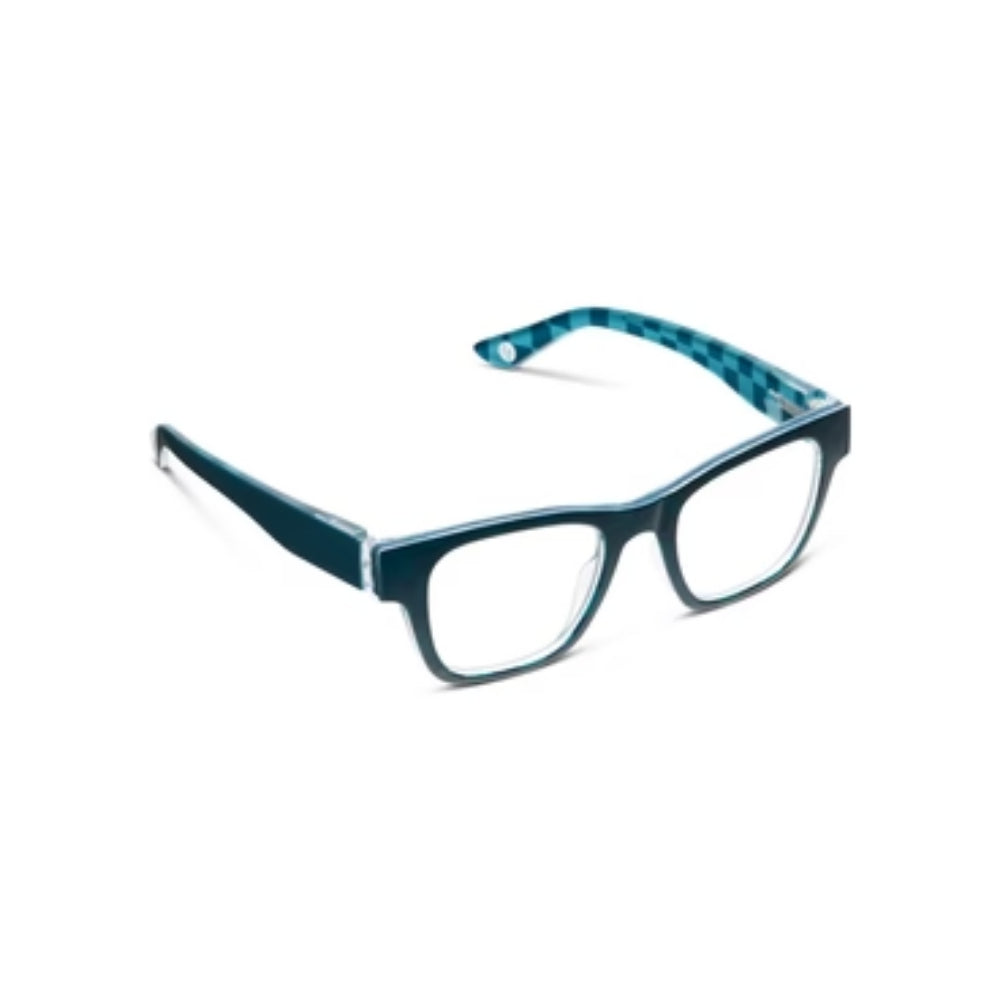 Peepers  Bernadette - Teal Reading Glasses on white background. 