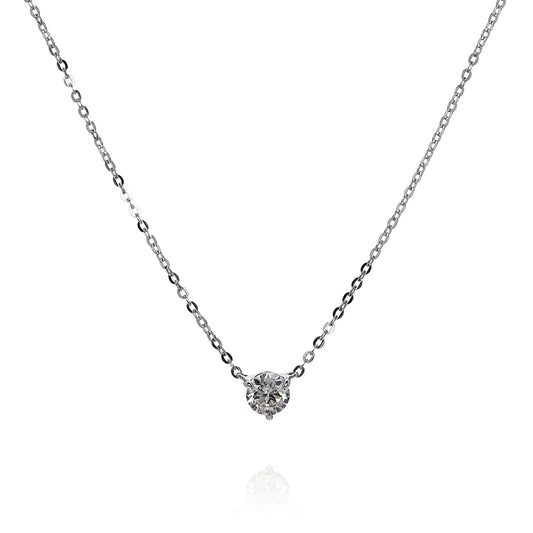 18k White Gold 1.00ct Diamond Solitaire Pendant Necklace