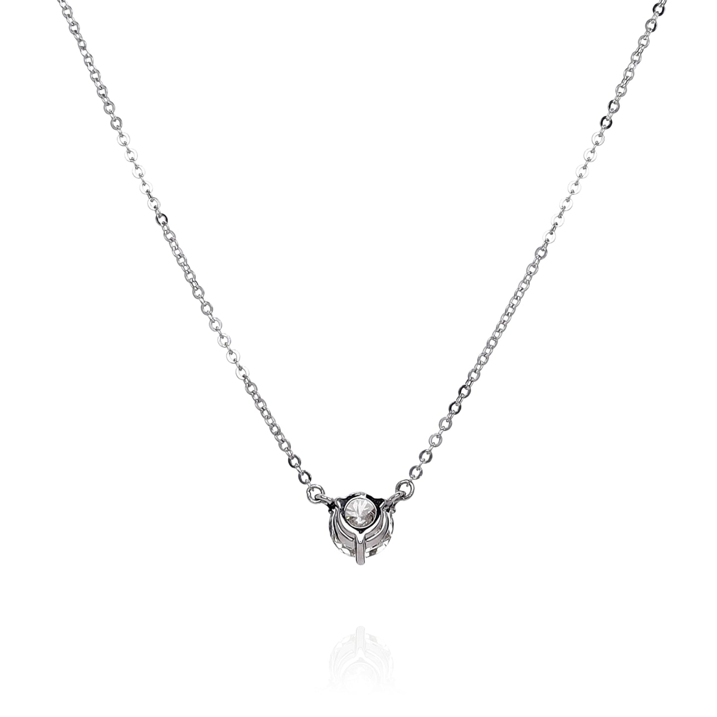 14k White Gold 1.13ct Diamond Solitaire Pendant Necklace