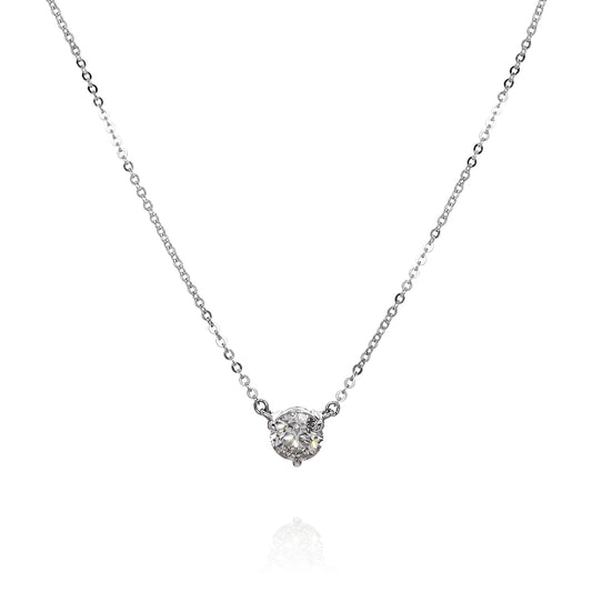 14k White Gold 1.13ct Diamond Solitaire Pendant Necklace
