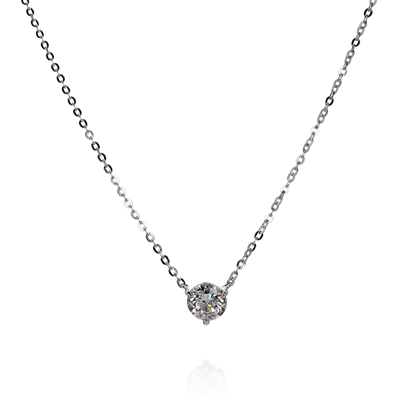 18k White Gold 1.53ct Diamond Solitaire Pendant Necklace