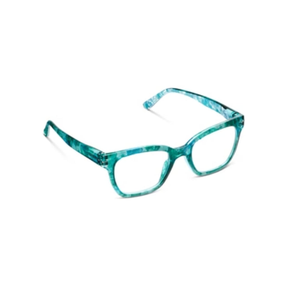 Peepers Buzzworthy - Turquoise Quartz Reading Glasses on white background.